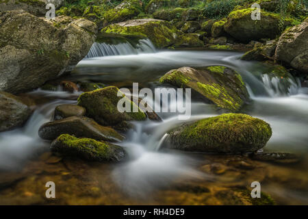 The delightful East Lyn River, Lynmouth in North |Devon. Stock Photo