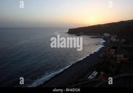 sunset at the bay of Playa Santiago, La Gomera, Canary Islands, Spain Stock Photo