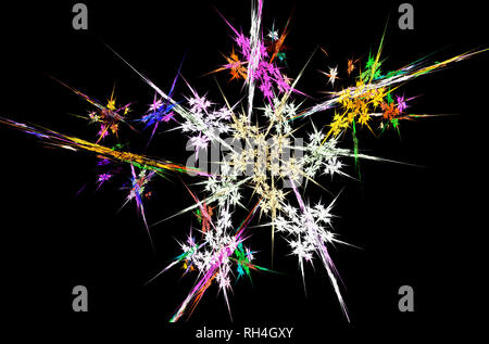 Yellow blue purple blue fractal abstract texture Stock Photo