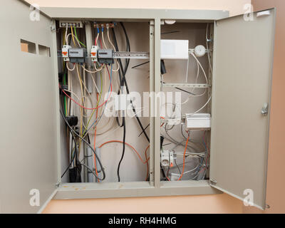 The device of an electric guard with two counters and the fire alarm system Stock Photo