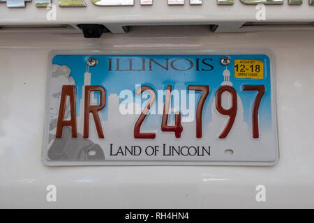 Close up of an Illinois state license plate, United States. Stock Photo