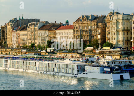 Waterfront row of houses in Budapest downtown Stock Photo