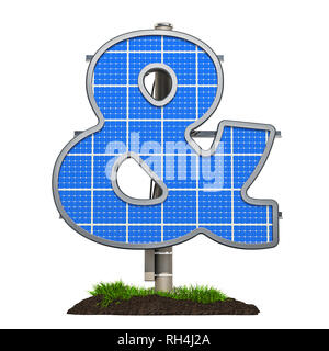 Ampersand symbol shaped in solar panel, 3D rendering isolated on white background Stock Photo