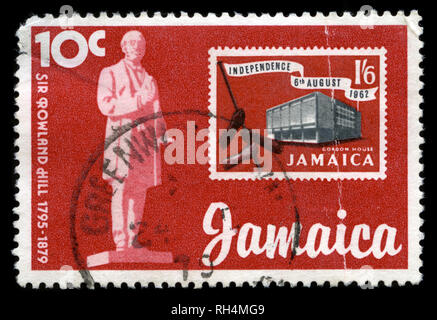 Postage stamp from Jamaica in the Death Centenary of Sir Rowland Hill series issued in 1979 Stock Photo