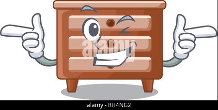 Wink bedside table is isolated the mascot Stock Vector