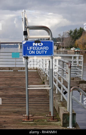 No lifeguard on duty Stock Photo