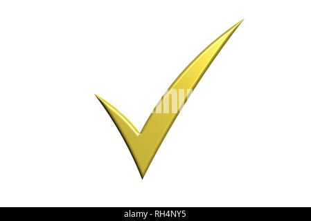 Gold Check Mark. 3D Render Illustration Stock Photo