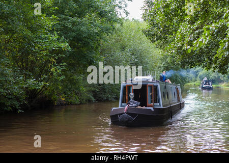 Passing traffic on the Llangollen Canal at Whixall Moss, on the England/Wales border Stock Photo