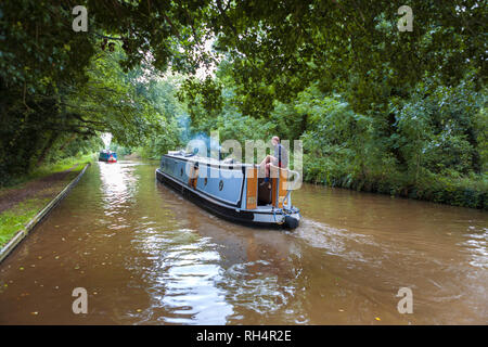 Passing traffic on the Llangollen Canal at Whixall Moss, on the England/Wales border Stock Photo