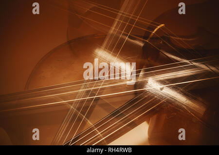 Abstract composition of an old cello parts, blended structure and wood texture details. Stock Photo