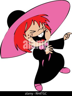 Cartoon witch vector illustration wearing a big hat dressed for halloween Stock Vector