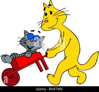 vector illustration of two cartoon cats for kids animation Stock Vector