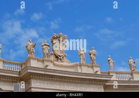 Statues on top of Bernini's Colonnade in St. Peter's Square the Vatican Stock Photo