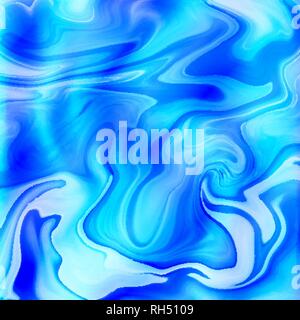 Liquid mixture of paints. Acrylic effect, fluid blue background Stock Vector