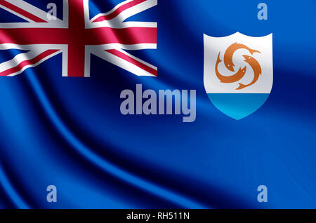 Anguilla modern and realistic closeup 3D flag illustration. Perfect for background or texture purposes. Stock Photo