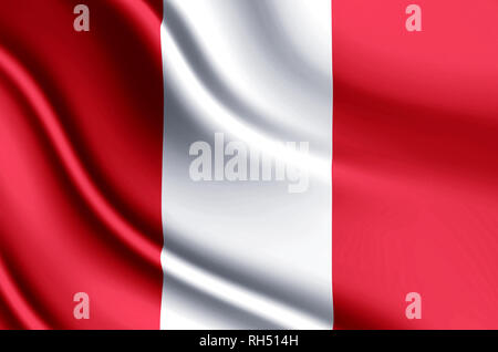 Peru modern and realistic closeup 3D flag illustration. Perfect for background or texture purposes. Stock Photo