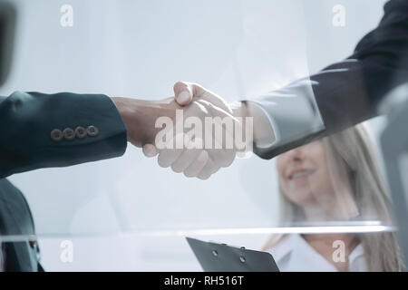 bottom view.closeup of a business handshake partners Stock Photo