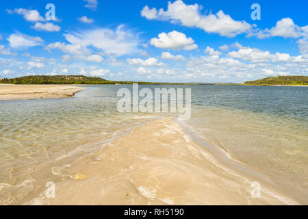 A view from Coroa do Aviao islet - mainland on the left and Itamaraca Island on the right (Igarassu, Brazil) Stock Photo