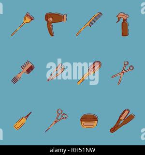 Barbershop collection isolated on white backdrop. Vector icons Stock Vector
