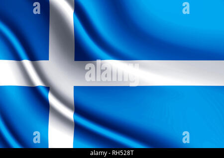 Shetland modern and realistic closeup 3D flag illustration. Perfect for background or texture purposes. Stock Photo