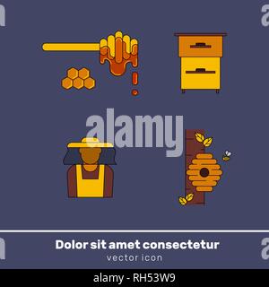 honey vector colour icons for print , web site, flyer Stock Vector