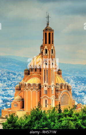 Melkite Greek Catholic basilica of St. Paul at Harissa, Lebanon Stock Photo