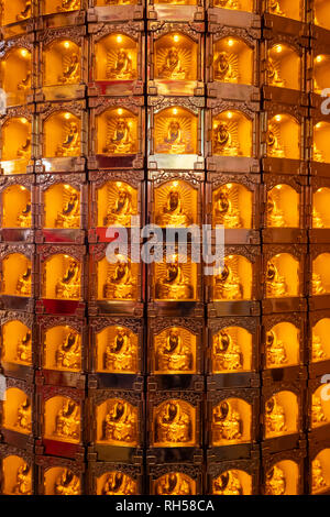 small sacred statues inside the  Guan Di Temple in Kuala Lumpur, Malaysia Stock Photo