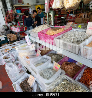 A view of dried fish store on the street in Kuala Lumpur, Malaysia Stock Photo