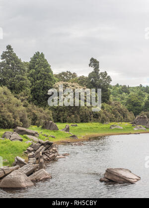 Ephemeral wetland in summer, beautiful peaceful landscape, natural environment, Lake Kiriopukae, Te Urewera National Park, North Island, New Zealand Stock Photo