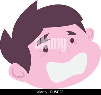 Face expression of cute boy, sad. Emotion of a child. Vector