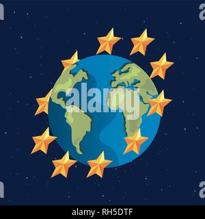 world stars space background copyright emblem vector illustration Stock Vector