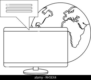 world computer speech bubble copyright vector illustration Stock Vector