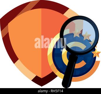 shield protection analysis copyright of intellectual vector illustration Stock Vector