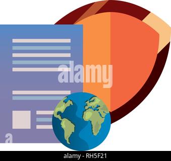 shield contract world copyright of intellectual vector illustration Stock Vector