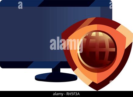 computer shield world copyright of intellectual vector illustration Stock Vector