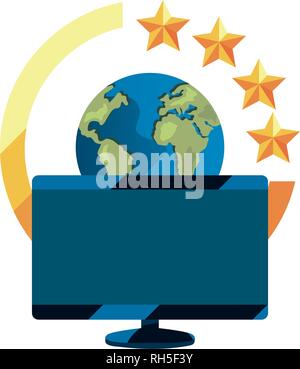computer world stamp copyright of intellectual vector illustration Stock Vector