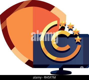 computer analysis digital copyright of intellectual vector illustration Stock Vector