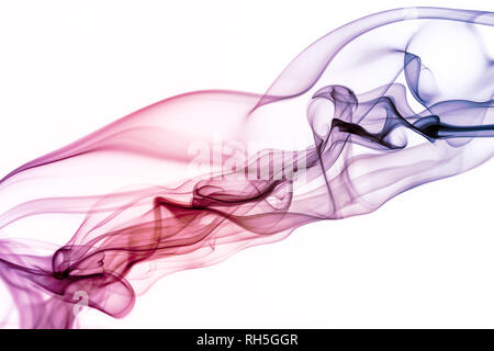Abstract colored wave smoke on white background Stock Photo
