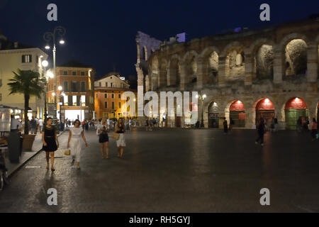 Roman amphitheater Arena di Verona in the center of Verona the evening - Italy. Stock Photo