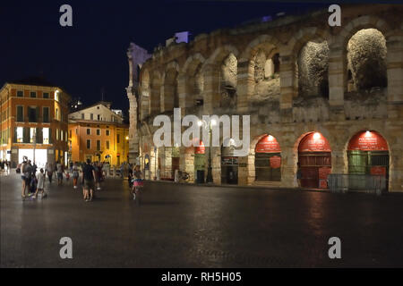 Roman amphitheater Arena di Verona in the center of Verona the evening - Italy. Stock Photo