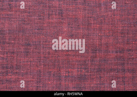 Red with black melange linen cloth texture. Macro Stock Photo