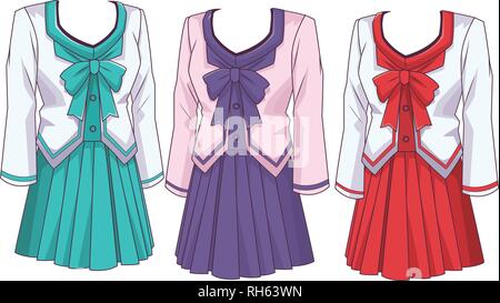 school uniform anime Stock Vector Image & Art - Alamy