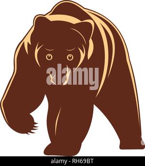 Brown bear silhouette icon vector illustration isolated on white Stock Vector