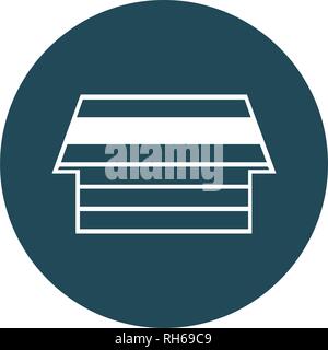Building Round Icons. Vector illustration style is flat icon symbol, blue background. Stock Vector