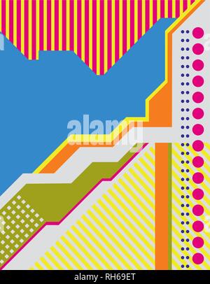 Multicolor vector pattern with colored spheres. Geometric sample of repeating circles on white background and color lines in halftone style. Stock Vector