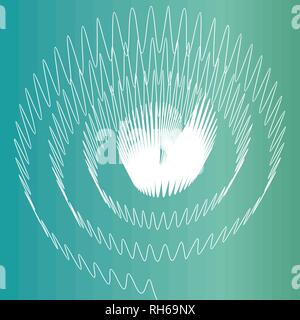 Turquoise vector abstract geometric gradient background with white spiral. Stock Vector