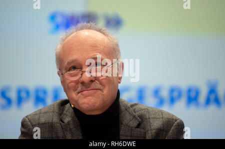 Stuttgart, Germany. 01st Feb, 2019. Peter Boudgoust, director of Südwestrundfunk (SWR), smiles at the SWR annual press conference. At the Pk, innovations and focal points for the coming year were presented. Credit: Marijan Murat/dpa/Alamy Live News Stock Photo
