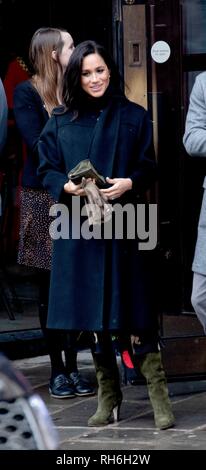 Meghan, Duchess of Sussex leave at the Bristol Old Vic in Bristol, on February 1, 2019, after meeting members of the public, learn more about the city?s rich cultural history and visit organisations supporting communities most in need Photo: Albert Nieboer/ Netherlands OUT/Point de Vue OUT | Stock Photo