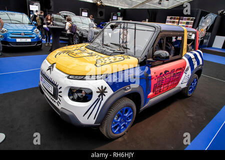 Paris, France. 31st Jan, 2019. Grand Prix of Art: Jean-Charles de Castelbajac for Citroën Art, Car E-Mehari - The International Automobile Festival brings together in Paris the most beautiful concept cars made by car manufacturers, from January 30 to February 3, 2019. Credit: Bernard Menigault/Alamy Live News