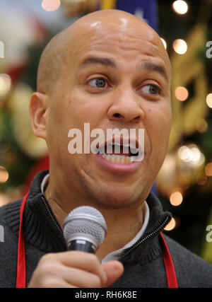 ***FILE PHOTO*** Cory Booker Announces 2020 Presidential Bid PERTH AMBOY, NJ - NOVEMBER 27- U.S. Sen. Cory Booker is joined by his mother, Carolyn, for a series of Thanksgiving week service events in Perth Amboy, NJ .Perth Amboy Senior Center Thanksgiving Lunch. Photo Credit: VanTine /MediaPunch Stock Photo